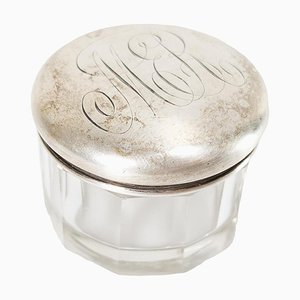 20th Century Sterling Silver and Glass Powder Dresser Jar by International Silver