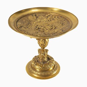 Tazza renacentista inglesa de bronce dorado del siglo XIX de Elkington & Co.