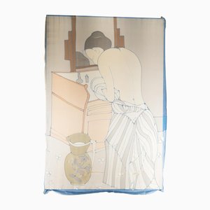 Mary Cassatt, After Woman Bathing, 20. Jh., Dekorativer Druck auf Seide