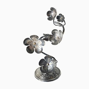 Mesa de flores de Prunus de plata estética victoriana, siglo XIX