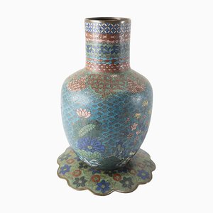 Vase 19ème Siècle Époque Edo, Japon Cloisonné En Émail Forme Maillet