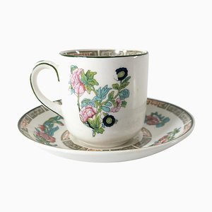 19th Century English Staffordshire Ironstone Aesthetic Cup and Saucer by John Maddock & Sons