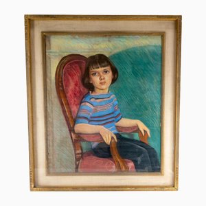 Martha Herpst, American Painting in Newcomb Macklin Frame, 1970s, Pastel Portrait