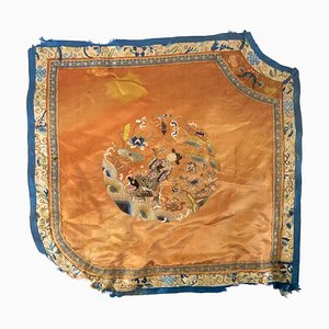 19th Century Chinese Silk Embroidered Robe Panel in Orange