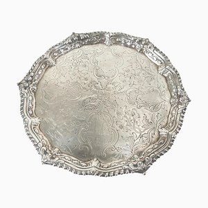 Bandeja inglesa de plata esterlina George III del siglo XVIII de Elizabeth Cooke