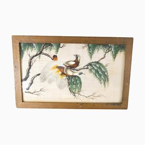 19th or 20th Century Chinese Chinoiserie Export Watercolor Painting of Birds of Paradise