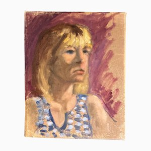 Ritratto femminile impressionista, anni '90, dipinto su tela