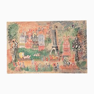 Charles Cobelle, Eiffel Tower, 1960s, Lithograph and Pencil