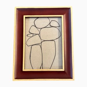 Abstract Figure, 1970s, Charcoal on Paper, Framed