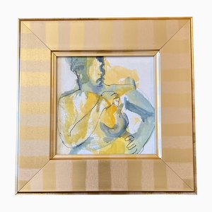 Female Nude, 1970s, Watercolor on Paper, Framed