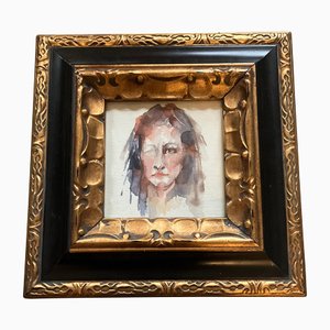Abstract Portrait, 1970s, Watercolor, Framed