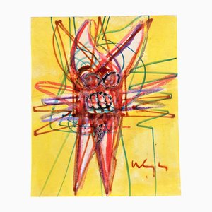 Wayne Cunningham, Composition Abstraite, Dessin au Pastel à l'Huile, 1980s