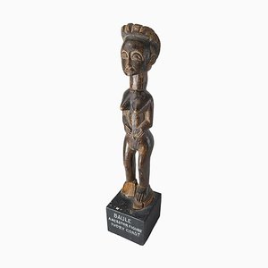 Ancêtre Sculpté Côte d'Ivoire Tribu Baule Africaine Début 20ème Siècle