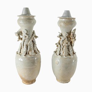 Vases ou Urnes Couverts Song Sung Dynasty, Chine, Set de 2