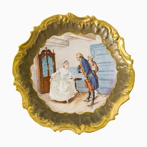 19th Century French Limoges Hand Painted Plate with Interior Scene George Washington