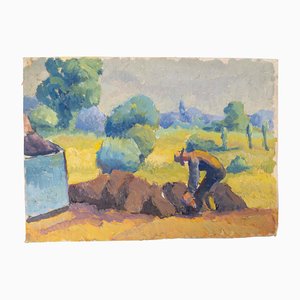 Man Working, 1920s, Oil on Canvas
