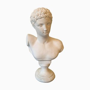 Buste Masculin Vintage Classique en Plâtre d'Hermès Sculpture