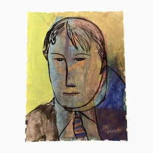 EJ Hartmann, Gran retrato abstracto, años 60, Pintura sobre papel