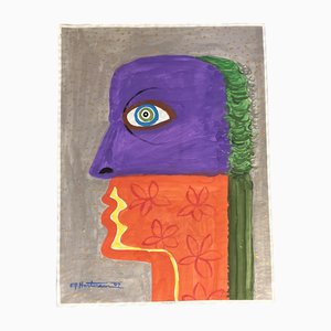EJ Hartmann, Abstraktes Pop Art Portrait, 2000er, Farbe auf Papier