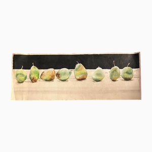 Still Life Line Up of Pears, 1970s, Watercolor on Paper