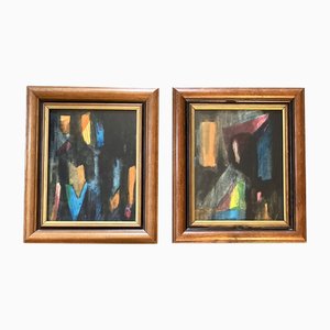 Untitled, 1970s, Abstract Paintings, Framed, Set of 2