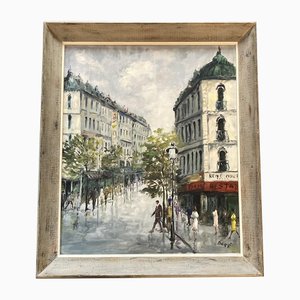 Dore, Paris Street Scene, años 50, pintura sobre lienzo, enmarcado