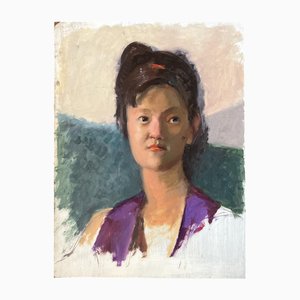 Portrait Féminin Expressionniste, 1980s, Tableau