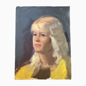 Portrait de Femme, 1980s, Peinture sur Toile