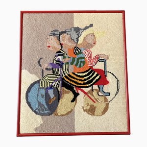 Graciela Rodo Boulanger, Bicyclers, 1970s, Needlepoint Picture, Encadré