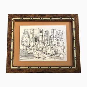 Wayne Cunningham, Abstract Drawing, 1990s, Ink on Paper, Framed