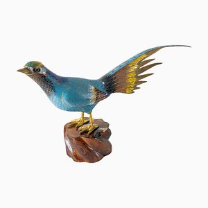 Figura de pájaro chino esmaltado cloisonné de principios del siglo XX