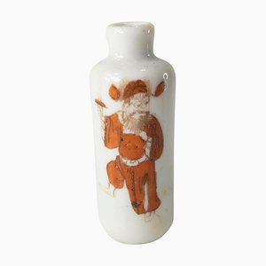 Tabatière en Porcelaine, Chine, Personnage en Fer Rouge, 19ème Siècle