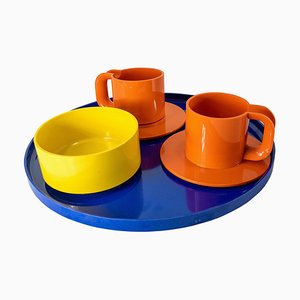 Mid-Century Modern Colorful Assembled Group of Heller Dishware by Massimo Vignelli