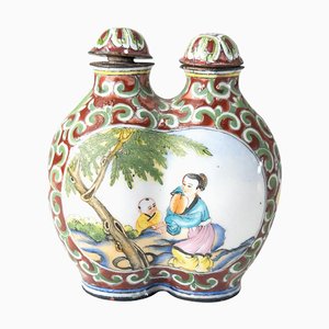 Botella de rapé doble esmaltada de cantón chino de finales del siglo XX