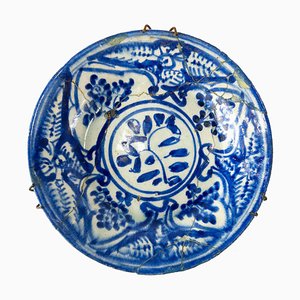 Assiette Kashan Bleue et Blanche, Moyen-Orient, 18ème Siècle