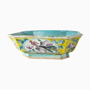 Early 20th Century Chinese Famille Rose Low Bowl with Phoenix and Flowers