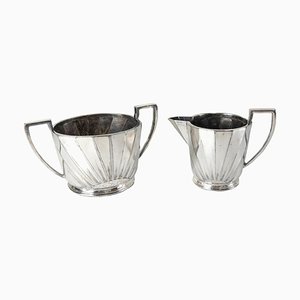Early 20th Century Art Deco Sheffield Silver Plate Creamer and Sugar from James Dixon & Sons, Set of 2