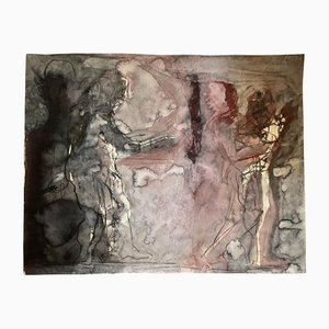 Figuren in Landschaft, 1970er, Mixed Media