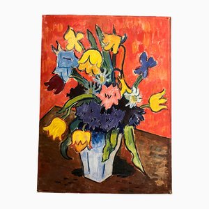 Nature Morte Florale Double Face, 1970s, Peinture sur Toile