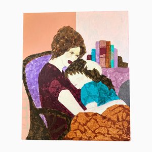 Mutter & Kind, 1980er, Malerei auf Leinwand