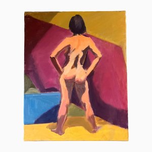 Abstract Female Nude, 1980s, Painting on Canvas