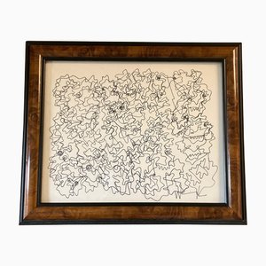 Wayne Cunningham, Abstract Composition, Black Ink Drawing, 1980s, Framed