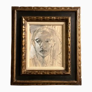 Abstract Portrait, 1970s, Mixed Media, Framed