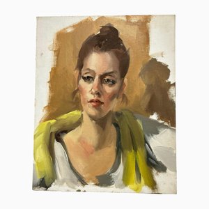 Portrait de Femme, 1970s, Peinture sur Toile
