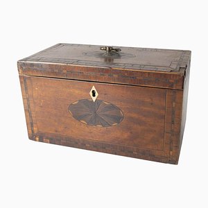 19th Century English Georgian Style Veneered Rosewood Tea Caddy Box