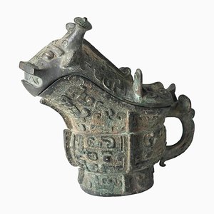 20. Jh. Chinesischer Archaistischer Western Zhou Stil Ritual Bronze Gong Weingefäß