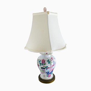 19th Century Chinese Famille Rose Pink and Green Table Lamp