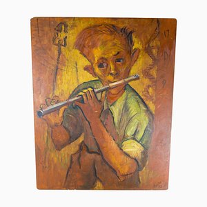 Portrait of Boy Playing Flute, 1949, Paint