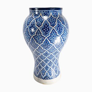 Vase Moyen-Orient Bleu et Blanc, Maroc, 20ème Siècle