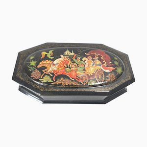20th Century Russian Palekh School Lacquer Painted Box